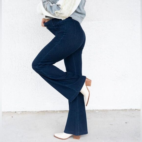 Dark Blue Flare Denim - Picture 5 of 8
